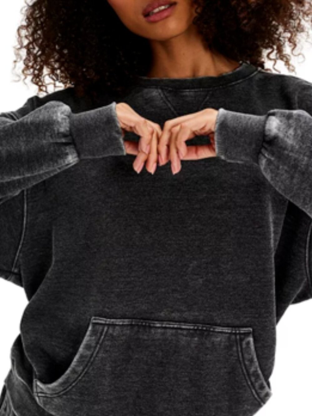 NWT Free People Slow It Down Pullover Sweatshirt Black